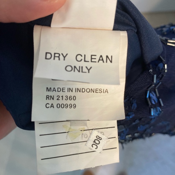 Mori Lee navy blue beaded bridesmaid dress - Picture 5 of 9